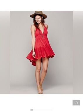 ❤️…. Free People Backless Halter V-Neck Mini Dress